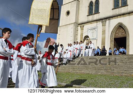 Stock Photograph - Religious procession; Seneghe, Orista0 province, Sardinia, Italy. Fotosearch