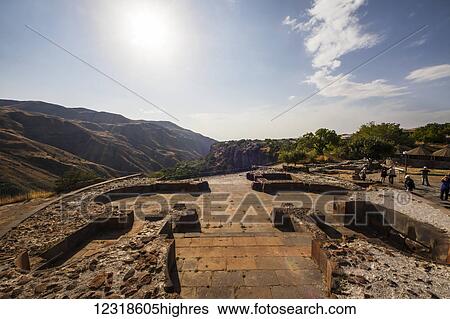 Stock Photograph - Remains of a 7th century church; Garni, Azat Valley, Armenia. Fotosearch