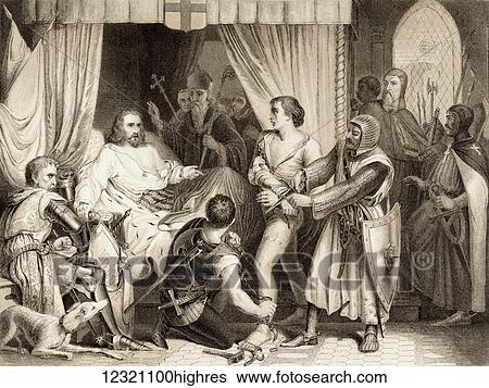 Richard the Lionheart forgiving Bertrand de Gurdun who had attempted to kill him by shooting him with a crossbow, in 1199. Richard I, 1157 to 1199. King of England. From Illustrations of English and Scottish History published 1882. View Large Photo Image Stock Photograph - Richard the Lionheart forgiving Bertrand de Gurdun who had attempted to kill him by shooting him with a crossbow, in 1199. Richard I, 1157 to 1199. King of England. From Illustrations of English and Scottish History published 1882.. Fotosearch