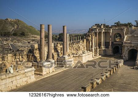 Stock Photograph - Ruins in Beit Shearim National Park; Beit Shean, North District, Israel. Fotosearch