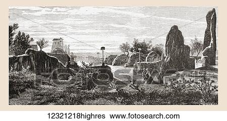 Stock Photograph - Ruins of The Palace of the Caesars, Palatine Hill, Rome, Italy in the late 19th century. From Italian Pictures by Rev. Samuel Manning, published c. 1890.. Fotosearch