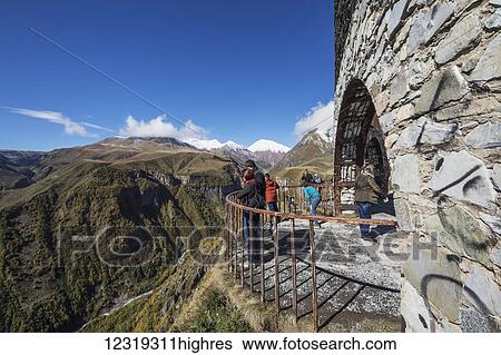 Stock Photograph - RussiaGeorgia Friendship Monument or Treaty of Georgievsk Monument, located by the Georgian Military Highway; Mtskheta-Mtianeti, Georgia. Fotosearch
