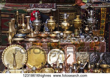 Samovars, Armenian coffee pots and assorted brass objects for sale at the Vernissage Market; Yerevan, Armenia View Large Photo Image Stock Photograph - Samovars, Armenian coffee pots and assorted brass objects for sale at the Vernissage Market; Yerevan, Armenia. Fotosearch