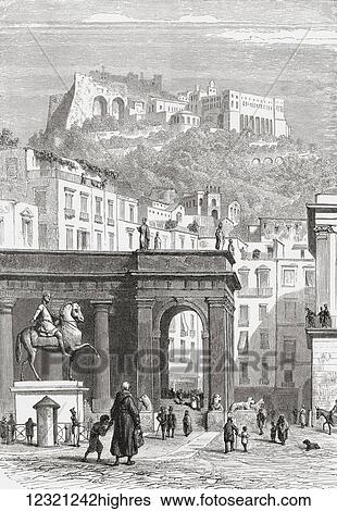 Stock Photograph - Sant'Elmo castle and the Certosa di San Martino, Naples, Italy in the late 19th century. From Italian Pictures by Rev. Samuel Manning, published c. 1890.. Fotosearch