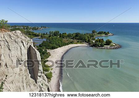 Stock Photograph - Scarborough bluffs and Bluffers Park; Toronto, Ontario, Canada. Fotosearch