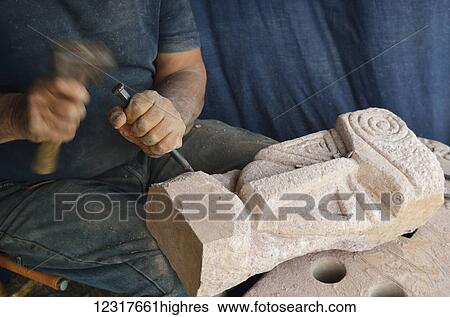 Stock Photograph - Sculptor Francesco Uccheddu; San Giovanni di Sinis, Cabras, Orista0, Sardinia, Italy. Fotosearch