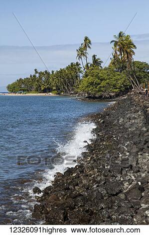 Stock Photograph - Seawall along Front Street; Lahaina, Maui, Hawaii, United States of America. Fotosearch
