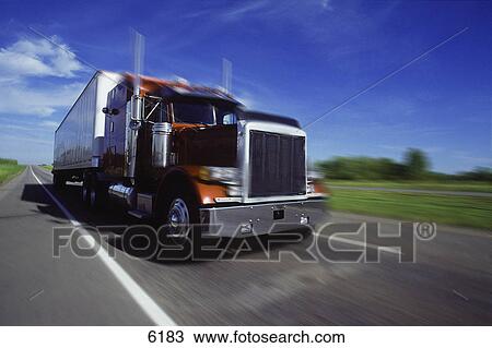 Semi truck on highway View Large Photo Image Stock Image - Semi truck on highway. Fotosearch
