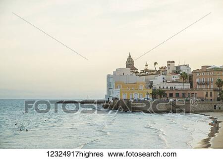 Sitges downtown and seaside view; Sitges, Barcelona province, Spain View Large Photo Image Stock Photograph - Sitges downtown and seaside view; Sitges, Barcelona province, Spain. Fotosearch