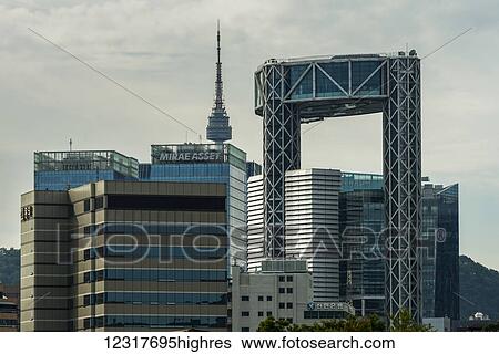Stock Photograph - Skyline with buildings and N Seoul Tower; Seoul, South Korea. Fotosearch