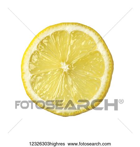 Stock Photograph - Slice of lemon on a white background. Fotosearch