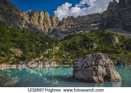 Stock Photograph - Sorapiss Lake, Italian Dolomites; Cortina, Italy. Fotosearch