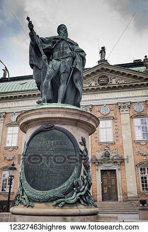 Statue of Gustaf Eriksson Vasa in front of House of Nobility; Stockholm, Sweden View Large Photo Image Stock Photograph - Statue of Gustaf Eriksson Vasa in front of House of Nobility; Stockholm, Sweden. Fotosearch