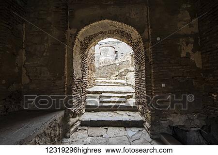 Stock Photograph - Stone entrance building to the walled David Gareja monastery complex; Kakheti, Georgia. Fotosearch