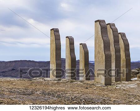 Stock Photograph - Stone sculptures in the Ramon Nature Reserve; Mitspe Ramon, Israel. Fotosearch