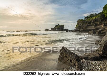 Stock Photograph - Tanah Lot temple; Bali Island, Indonesia. Fotosearch
