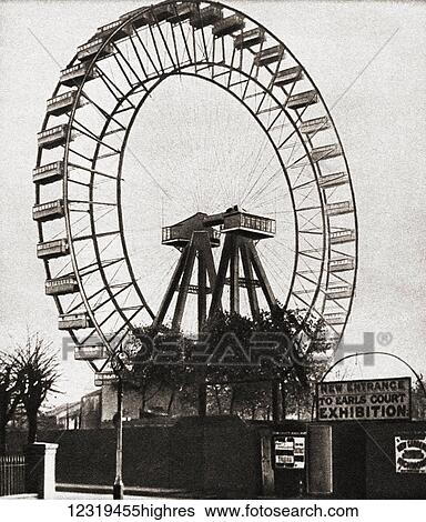 The 94 m Great Wheel at Earls Court, London, England, 1900, built for the Empire of India Exhibition. From The Pageant of the Century, published 1934. View Large Photo Image Stock Photograph - The 94 m Great Wheel at Earls Court, London, England, 1900, built for the Empire of India Exhibition. From The Pageant of the Century, published 1934.. Fotosearch