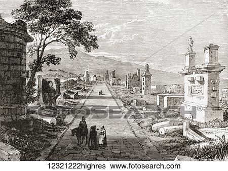 Stock Photograph - The Appian Way, Rome, Italy in the late 19th century. From Italian Pictures by Rev. Samuel Manning, published c. 1890.. Fotosearch