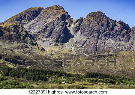 Stock Photograph - The Black Cullins mountains; Torrin, Isle of Skye, Scotland. Fotosearch