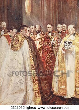 Stock Photograph - The Church and the Coronation of King George V. The Archbishops of Canterbury and York and other prominent prelates. From The Illustrated London News, 1910.. Fotosearch