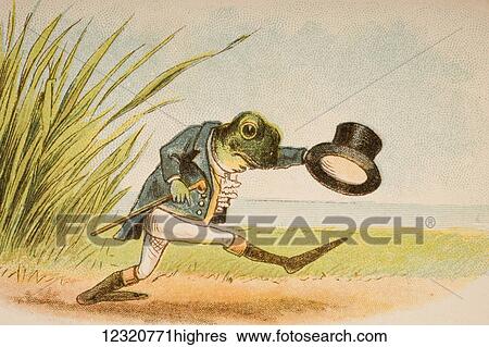 Stock Photograph - The Frog Who Would A Wooing Go from Old Mother Goose's Rhymes and Tales Illustration by Constance Haslewood Published by Frederick Warne & Co London and New York circa 1890s Chromolithography by Emrik & Binger of Holland. Fotosearch