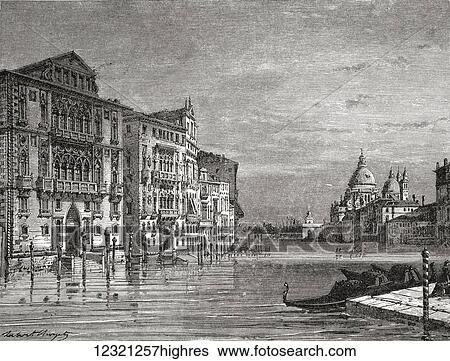 Stock Photograph - The Grand Canal, Venice, Italy in the late 19th century. From Italian Pictures by Rev. Samuel Manning, published c. 1890.. Fotosearch