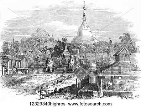 The Illustrated London News etching from 1853. The dagon pagoda in Rangoon during Burmese war View Large Photo Image Stock Photograph - The Illustrated London News etching from 1853. The dagon pagoda in Rangoon during Burmese war. Fotosearch