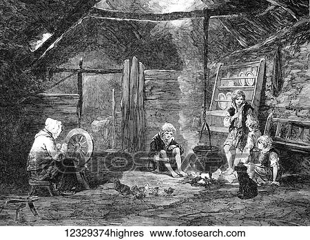 The Illustrated London News etching from 1853. Interior of a cottage on the Isle of Skye View Large Photo Image Stock Photograph - The Illustrated London News etching from 1853. Interior of a cottage on the Isle of Skye. Fotosearch