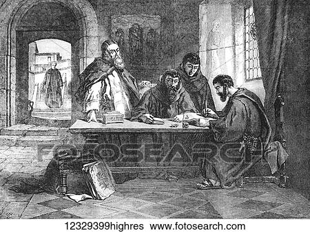 Stock Photograph - The Illustrated London News etching from 1853. Art of illumination painting by D. w. Deane at the National Institute for fine art exhibition.. Fotosearch