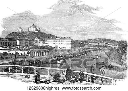 Stock Photograph - The Illustrated London News etching from 1854. Abo the capital of russian finland. Fotosearch