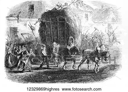 The Illustrated London News etching from 1854. Harvest home a custom in France. View Large Photo Image Stock Photograph - The Illustrated London News etching from 1854. Harvest home a custom in France.. Fotosearch