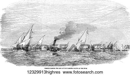 The Illustrated London News etching from 1854 Ships passing hte bar at the Rosetta mouth of the Nile View Large Photo Image Stock Photograph - The Illustrated London News etching from 1854 Ships passing hte bar at the Rosetta mouth of the Nile. Fotosearch
