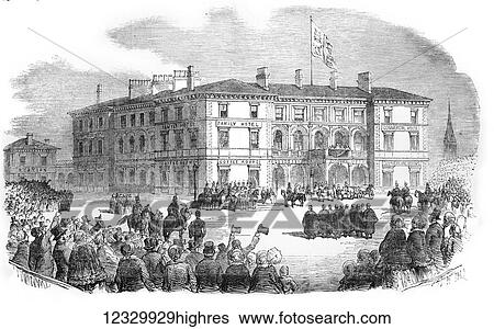 The Illustrated London News etching from 1854. Her majesty Queen Victoria at the station hotel in Hull View Large Photo Image Stock Photograph - The Illustrated London News etching from 1854. Her majesty Queen Victoria at the station hotel in Hull. Fotosearch