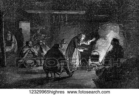 Stock Photograph - The Illustrated London News etching from 1854. Romania Secular building, a Wallachian hut. Fotosearch