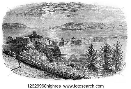 Stock Photograph - The Illustrated London News etching from 1854. Irish watering places, Youghall, County Cork. Fotosearch