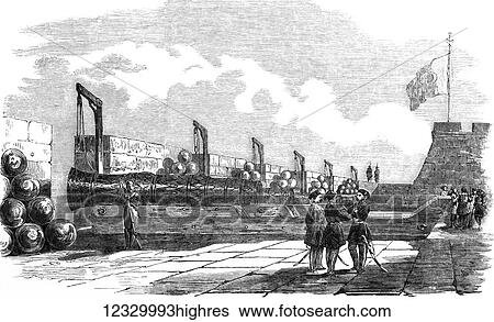 Stock Photograph - The Illustrated London News etching from 1854. Interior of the fort of Chanak-Kalessi on the Asiatic side of the Dardaneller sketched by Lieutenant M O Reilly. Fotosearch
