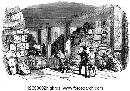 Stock Photograph - The Illustrated London News etching from 1854. Reception of lint for the wounded at Scutarl by Messrs Cuthbert Paternoster-Row. Fotosearch