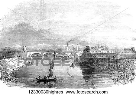 The Illustrated London News etching from 1854. The Ganges canal at Roorkee ( the Uttar Pradesh India Doab region ), bridge, factory View Large Photo Image Stock Photograph - The Illustrated London News etching from 1854. The Ganges canal at Roorkee ( the Uttar Pradesh India Doab region ), bridge, factory. Fotosearch