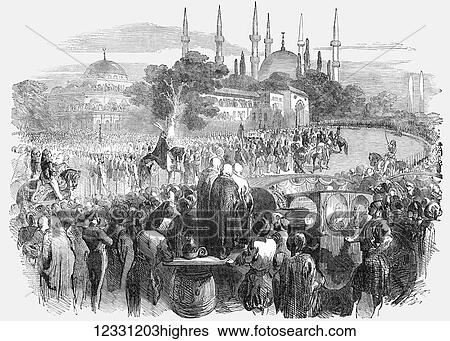 The Illustrated London News etching from 1854. `procession of the sultan at the festival of the Bairam, Constantinople View Large Photo Image Stock Photograph - The Illustrated London News etching from 1854. `procession of the sultan at the festival of the Bairam, Constantinople. Fotosearch