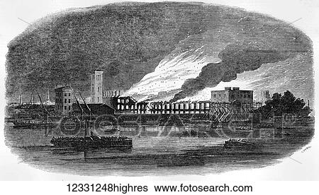 The Illustrated London News etching from 1854. Fire at Cubitts building works, Thames Bank, London View Large Photo Image Stock Photograph - The Illustrated London News etching from 1854. Fire at Cubitts building works, Thames Bank, London. Fotosearch