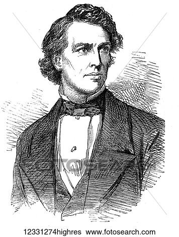 Stock Photograph - The Illustrated London News etching from 1854. Mr J. B. Gough, actor. Fotosearch