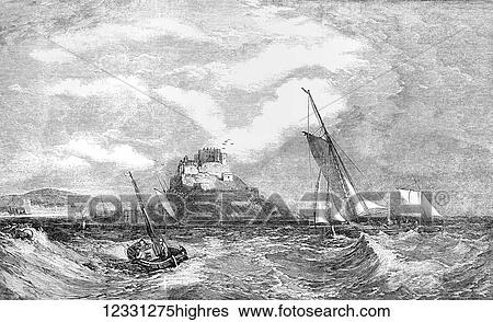 The Illustrated London News etching from 1854. Mont Orgueil Castle in Jersey painted by J Wilson Jnr. Sailing boats with castle in background View Large Photo Image Stock Photograph - The Illustrated London News etching from 1854. Mont Orgueil Castle in Jersey painted by J Wilson Jnr. Sailing boats with castle in background. Fotosearch