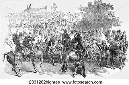 Stock Photograph - The Illustrated London News etching from 1854. Marriage Procession of the Sultans daughters at Constantinople. Fotosearch