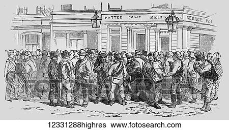 The Illustrated London News etching from 1854. Messrs Peto, Brassey and Betts office Waterloo Road, Crimean Navvies in the street. Large crowd with pick axes, spaes and looking for work View Large Photo Image Stock Photograph - The Illustrated London News etching from 1854. Messrs Peto, Brassey and Betts office Waterloo Road, Crimean Navvies in the street. Large crowd with pick axes, spaes and looking for work. Fotosearch