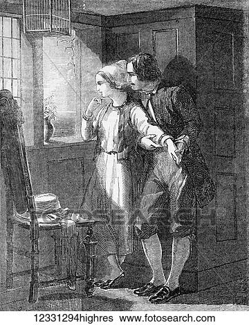 The Illustrated London News etching from 1854. Rvangeline painted by John Absolon from the exhibition of new society of painters in water colours. Lady with attentive man looking through window View Large Photo Image Stock Photograph - The Illustrated London News etching from 1854. Rvangeline painted by John Absolon from the exhibition of new society of painters in water colours. Lady with attentive man looking through window. Fotosearch