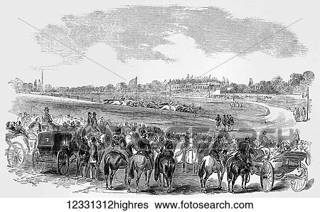 The Illustrated London News etching from 1854. New racecourse and hippodrome at Longchamps. horses and carriage at racecourse. located on the Route des Tribunes in the Bois de Boulogne in Paris View Large Photo Image Stock Photograph - The Illustrated London News etching from 1854. New racecourse and hippodrome at Longchamps. horses and carriage at racecourse. located on the Route des Tribunes in the Bois de Boulogne in Paris. Fotosearch