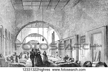 The Illustrated London News etching from 1854. New Barrack hosptial at Scutari, Istanbul, Turkey. Nurses tending injured soldiers. a Turkish Army barracks located in the skdar district on the Asian part of Istanbul, Turkey. It was built first in 1800 by... View Large Photo Image Stock Photograph - The Illustrated London News etching from 1854. New Barrack hosptial at Scutari, Istanbul, Turkey. Nurses tending injured soldiers. a Turkish Army barracks located in the skdar district on the Asian part of Istanbul, Turkey. It was built first in 1800 by.... Fotosearch