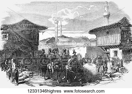 The Illustrated London News etching from 1854. Principal street in Varna, Bulgaria arrival of staff on horseback View Large Photo Image Stock Photograph - The Illustrated London News etching from 1854. Principal street in Varna, Bulgaria arrival of staff on horseback. Fotosearch