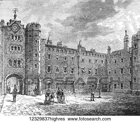 Stock Photograph - The life and times of Queeen Victoria 1901. Courtyard of St James; s Palace. Fotosearch