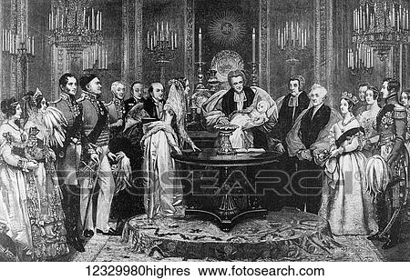 Stock Photograph - The life and times of Queeen Victoria 1901. Christening of the Princess Royal. Fotosearch